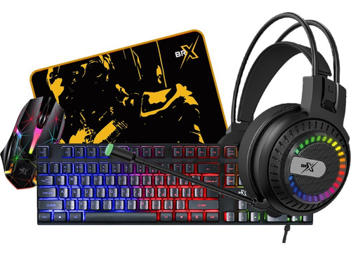 Combo Gamer Brx Com Mouse Teclado E Fone Gamer