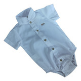 Body Luxo Branco Social Estilo Camisa Bebê Menino Ref. 2441