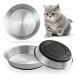 Juego De 3 Plato Gato Acero Inoxidable