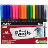 Caneta Pincel Brush Newpen - Kit Com 16 Unidades Com Blender
