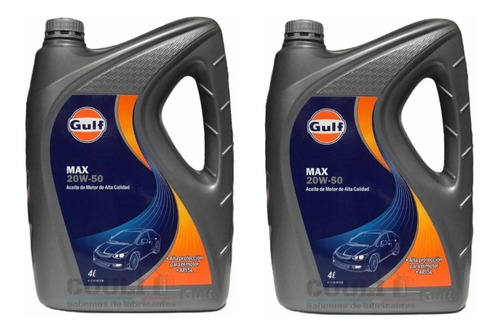 Aceite Gulf Max 20w50 X 4lt - Mineral - 2 Unidades