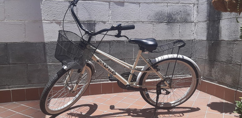 Bicicleta Playera Para Dama Beige Con Canasta Y Cambios
