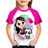 Camiseta Luluca Panda Manga Pink