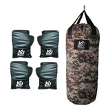 Saco De Boxeo Niño 7k Camuflaje Y 2pares Guantes Box Karate