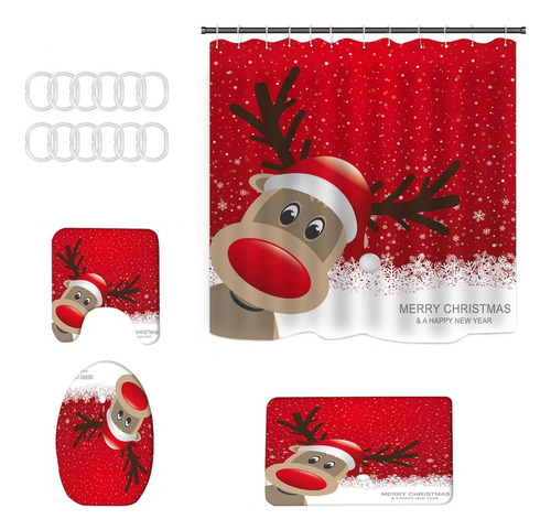 4pcs Juego De Baño De Navidad Multitud De Motivos