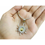 Cadena Dije Sol Plata 925 Oro Regalo Mujer   