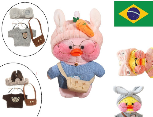 Boneca Lalafanfan Pato De Oculos Kawaii Completo Tik To Fofo