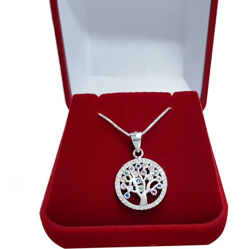 Colar Feminino Prata Legítima 925  Zirconia  Árvore Da Vida