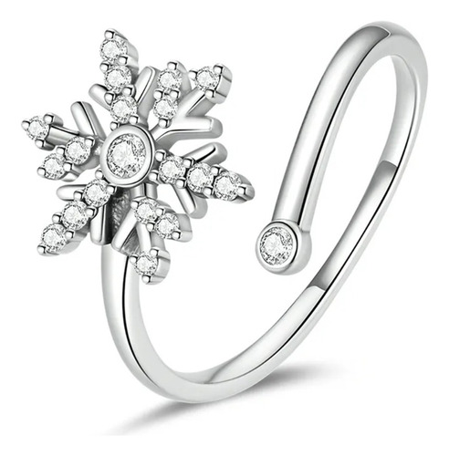 Anillo Ajustable Copo De Nieve 100% Plata S925 