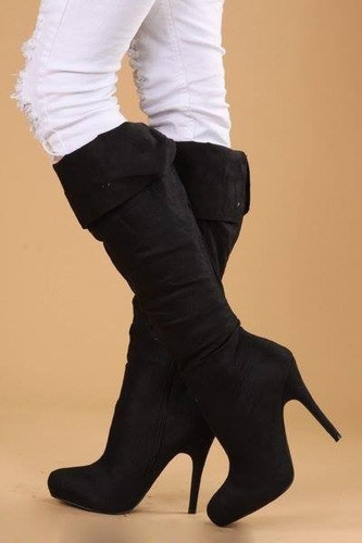 Botas Suede Negro Nª35,5 Bucaneras Plataforma Importadas Usa