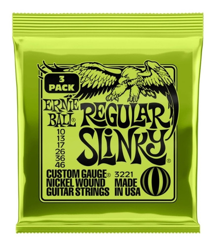 Kit 3 Encordoamentos Para Guitarra .010 Ernie Ball P03221