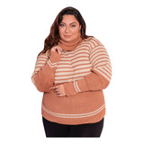 Suéter Feminino Plus Size De Lã Grossa Quente Tricot Inverno