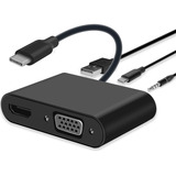 Adaptador Usb C A Hdmi Vga, Hub 5 En 1 Usb 3.0 Otg De Carga 