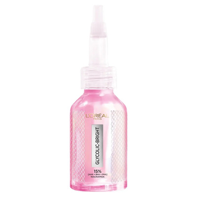 L'Oréal Paris Glycolic Bright Peeling Exfoliante Facial Anti Manchas, Mejora la Textura y Luminosidad de la Piel en 15 Minutos, Reduce Poros Abiertos e Imperfecciones, 25 ml. | MercadoLibre