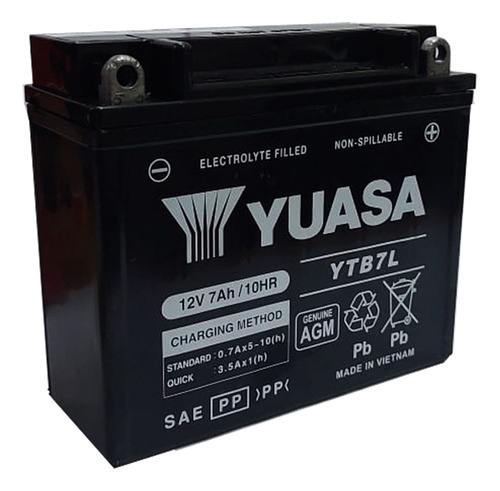 Batería Moto Yuasa Ytb7l Compatible Con      Modelo 12n7a-3a