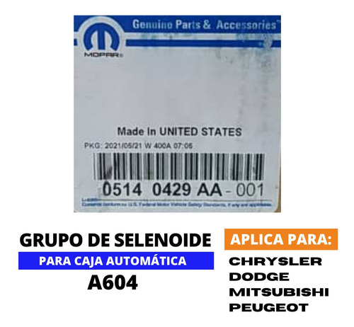 Grupo De Selenoide, Caja A604, Chrysler, Dodge, Nen  Foto 8