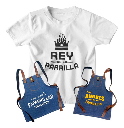 Polera Papá Parrillero Más Pechera Bebé