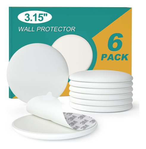 Protector De Pared Door Stoppers, 6 Unidades, Silicona Blanc