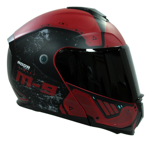 Casco Roda Revenge Pro Rojo Mate Android Abatible Mica Humo 