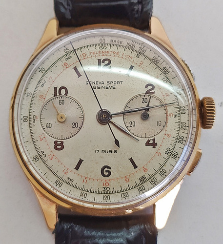 Antigo Relógio Suíço Geneva Sport 17 Rubis - Caixa Ouro 18k