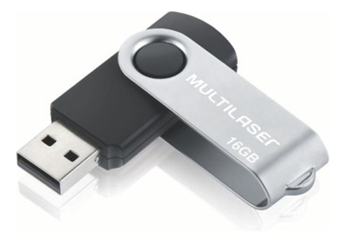 Pendrive Multilaser 16gb Twist Pd588 2.0 Preto E Prateado