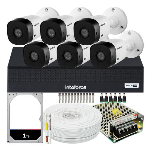 Kit Cftv 6 Cameras Full Hd Vhl 1220 Dvr Intelbras 3008-c 1tb