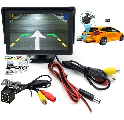 Kit Completo Pantalla Monitor Con Camara De Reversa 8 Led