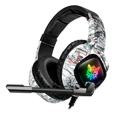 Audífonos Gamer Diadema Onikuma K19 camuflaje blanco Gaming headset Con microfono Con luz rgb LED Para Xbox Ps4 Pc | Meses sin interés