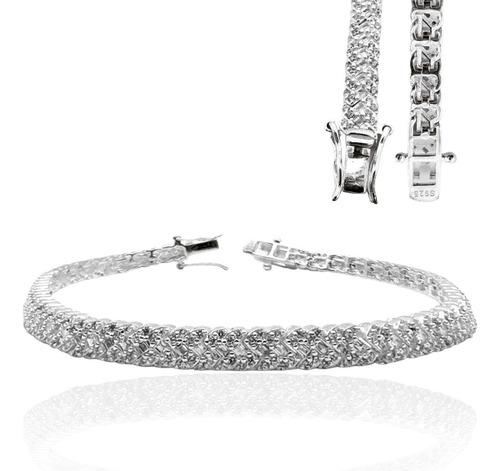 Bracelete Riviera Feminino 5mm Prata C/ Banho De Ródio Luxo