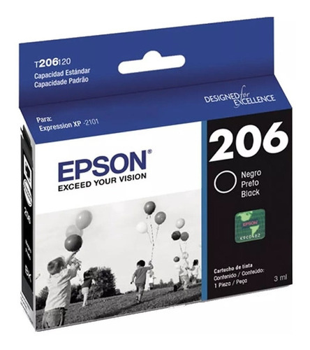 2pz Cartucho De Tinta Epson T206 Negro 150 Paginas T206 /v