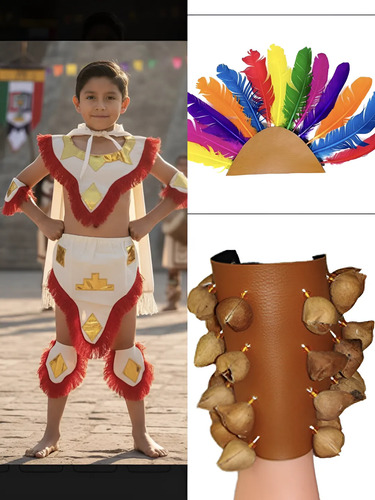Disfraz Traje De Azteca Conchero Completo Niño/adolescente
