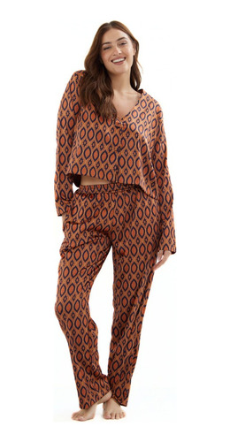 Pijama Lolo Pompavana Mujer 2 Piezas Saten Animal Print 