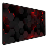 Mousepad Gamer Speed Extra Grande 90x40 Hexagonos Vermelho