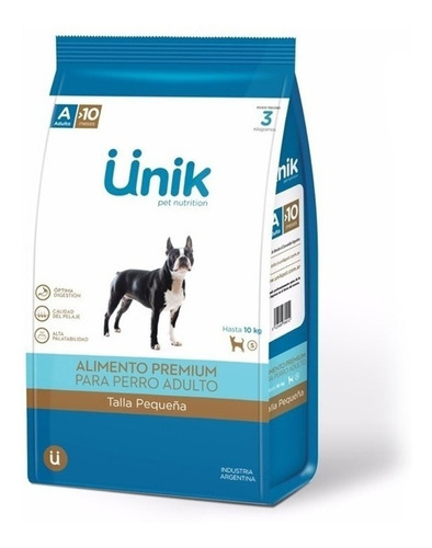 Alimento Perros Balanceado Adult Pequeño Unik 3kg Bulldog