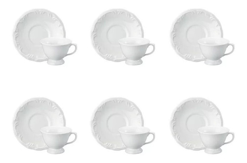 Conjunto 6 Xícaras Café E Pires Pomerode Porcelana Schmidt