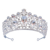 Corona Novia Reina Xv Quinceañera, Princesa, Plata Cristal 