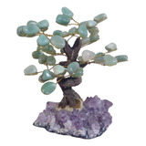 Figura Árbol Bonsai De Cuarzo Base Drusa De Amatista Natural