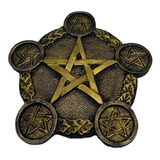 Porta Velas E Incensário Pentagrama 18cm Wicca  Dr