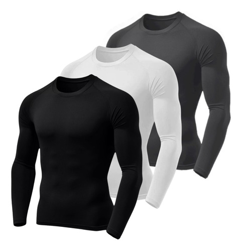 Kit 3 Camisa Térmica Segunda Pele Proteção Solar Uv Dry Fit