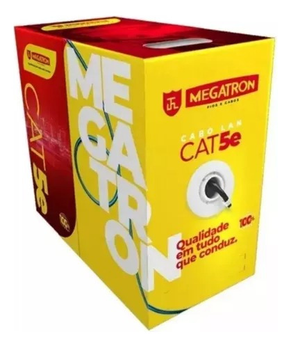 Cabo Lan 4 Pares Cat5e Megatron Caixa 305mt Preto 100% Cobre