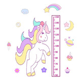 Medidor Infantil Para Niñas Unicornios - Regla 1m Figura 1m