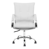 Cadeira De Escritório Show De Cadeiras Desenho Italiano  Branca Com Estofado De Couro Sintético