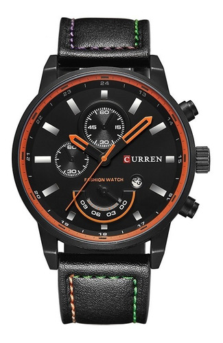 Relógio Masculino Original Curren Pulseira De Couro Aço Inox