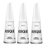 Risque Cremoso Esmalte Bianco Puríssimo 8ml Kit 3un