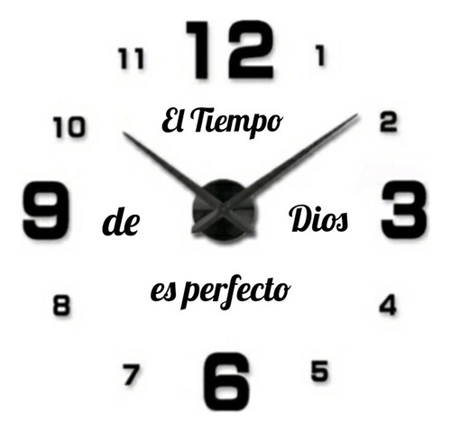Reloj De Pared 3d Grande + Frase En Vinilo Diseño Moderno