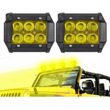 Par 2 Faros Led 18w Spot  Ambar Amarillo 6 Led 9 Cm 