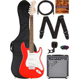  Squier - Strat Packs, Escala Corta Rojo Transparente