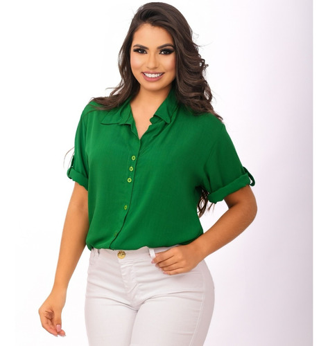 Camisa Feminia Social Luxo  Chamise Blusinha Blogueira Lisa