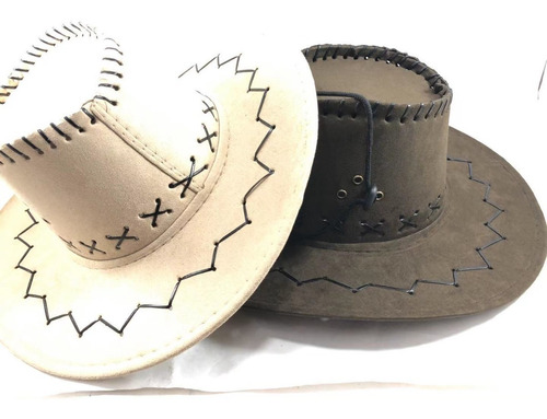 Sombrero Cowboy Con Trenzado Negro Simil Fieltro