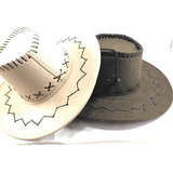 Sombrero Cowboy Con Trenzado Negro Simil Fieltro